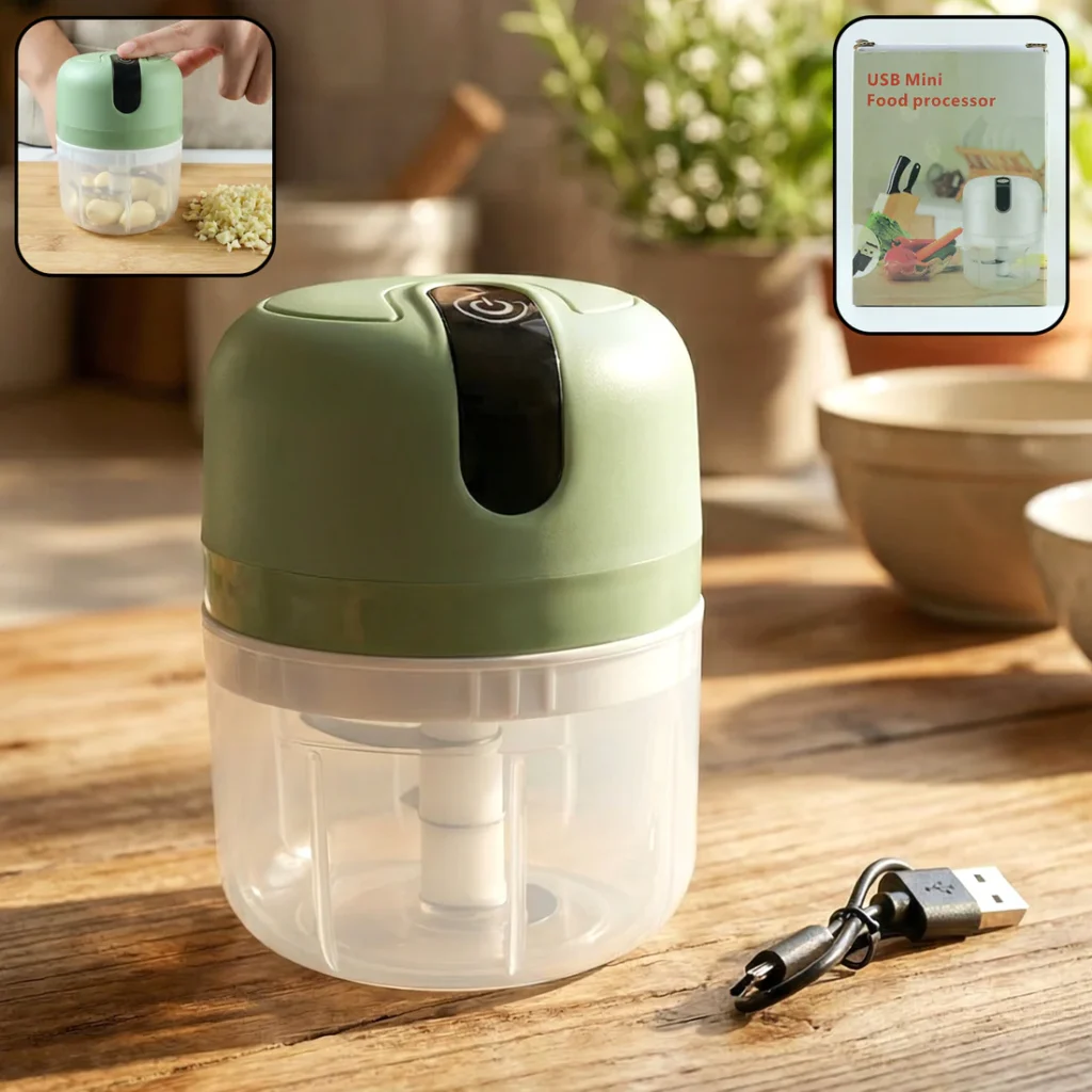 Mini Electric Food Processor – USB Rechargeable & Compact 250 ML