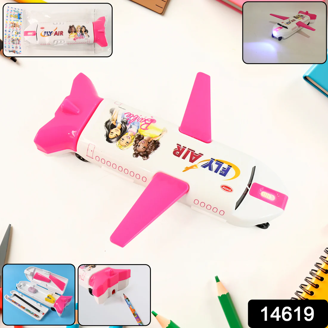 Airplane Pencil Box – LED Light & Sharpener