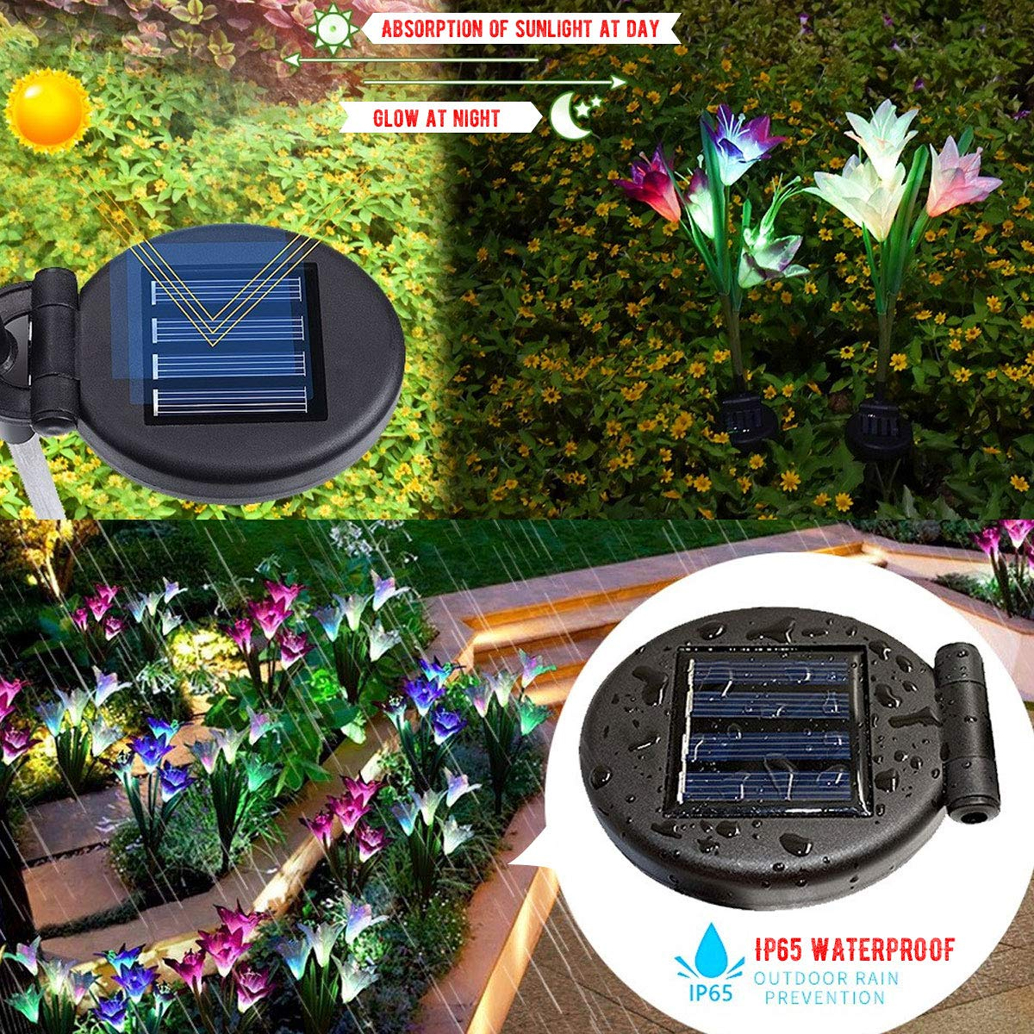 Solar Garden Flower Lights - (2pc Set) - Image 3