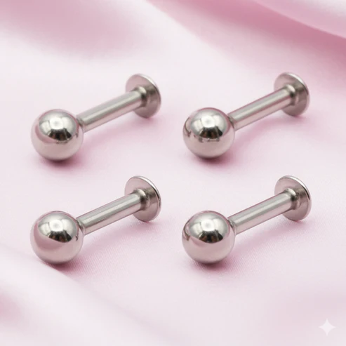 Labret Stud Nosepin Combo Pack – Comfortable Silver Plated Set of 4