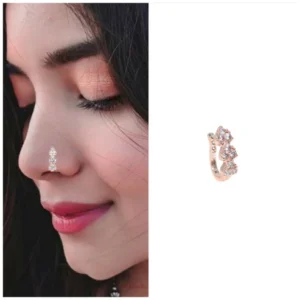 Triple Cluster Clip-On Nose Ring Nath – No Piercing Needed