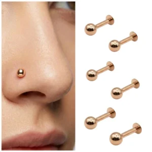 Rose Gold Flat Back Nosepin – Comfortable Pack of 6 for Women