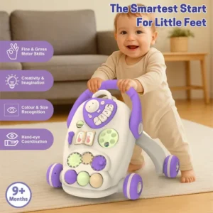 Baby Walker with Anti-Slip Wheels – Safe Musical Walker for 9+ Months - Purple