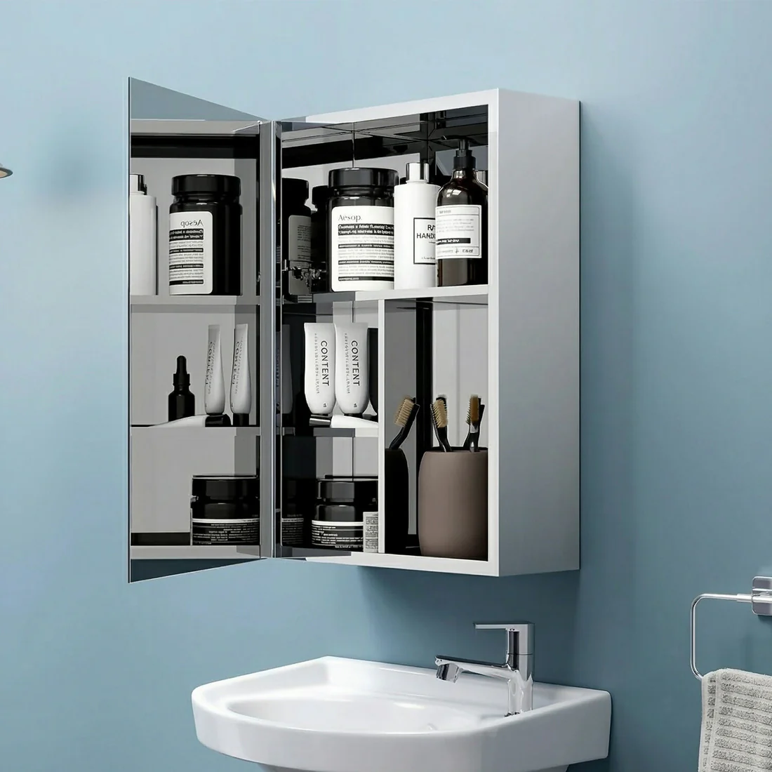 Wall Mounted Mirror Cabinet with - Image 4